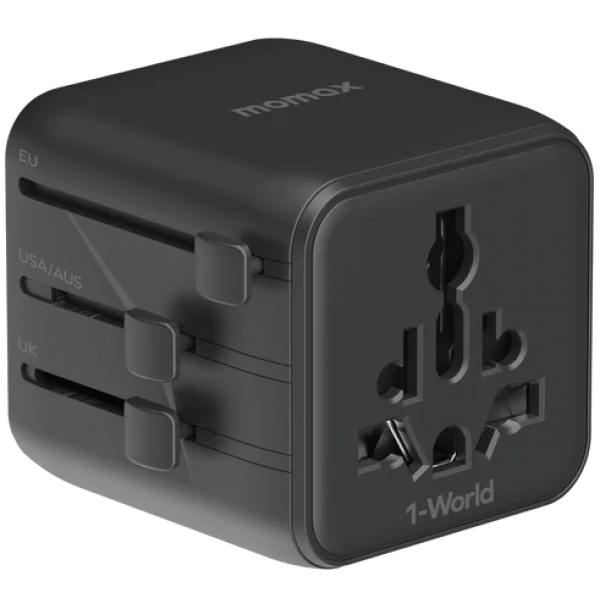 Momax UA19UKD 1-WORLD 雙AC全球轉換插座 (黑色)